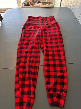 SHEIN LUNE Red and Black Buffalo Plaid High Waisted Jogger Pajama Pants